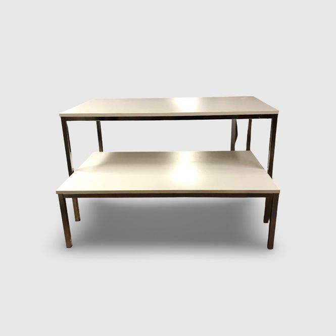 Huvudbild  Podie/Bord vit/krom set med 2 bord - begagnad