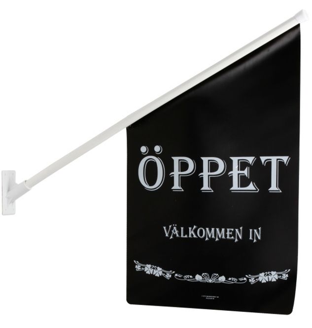 Huvudbild Flagga ÖPPET svart/vit