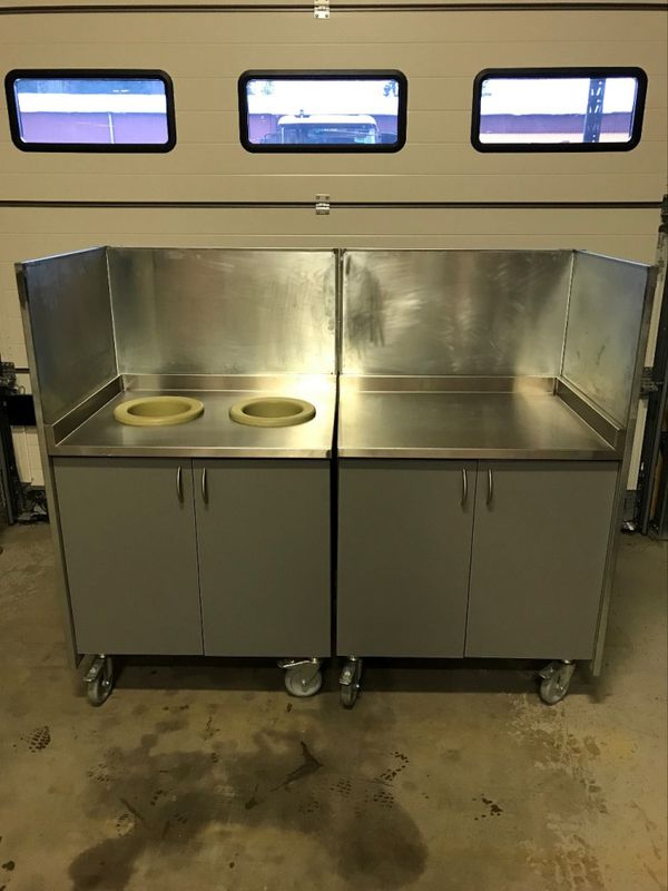 Rostfri bänk / miljöstation - begagnad
