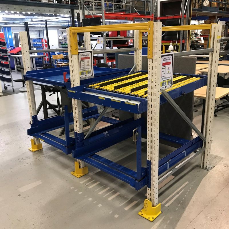 Pallställ med utdragsenheter & expanderande plan - begagnad