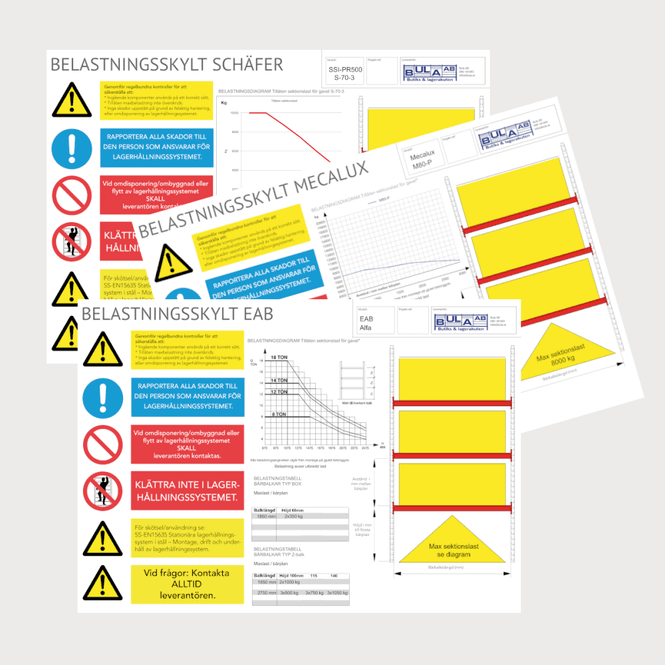 Huvudbild Belastningsskylt A4 för pallställ